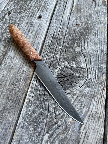 Western Paring Knife 3.75" —  Maple Burl & Copper