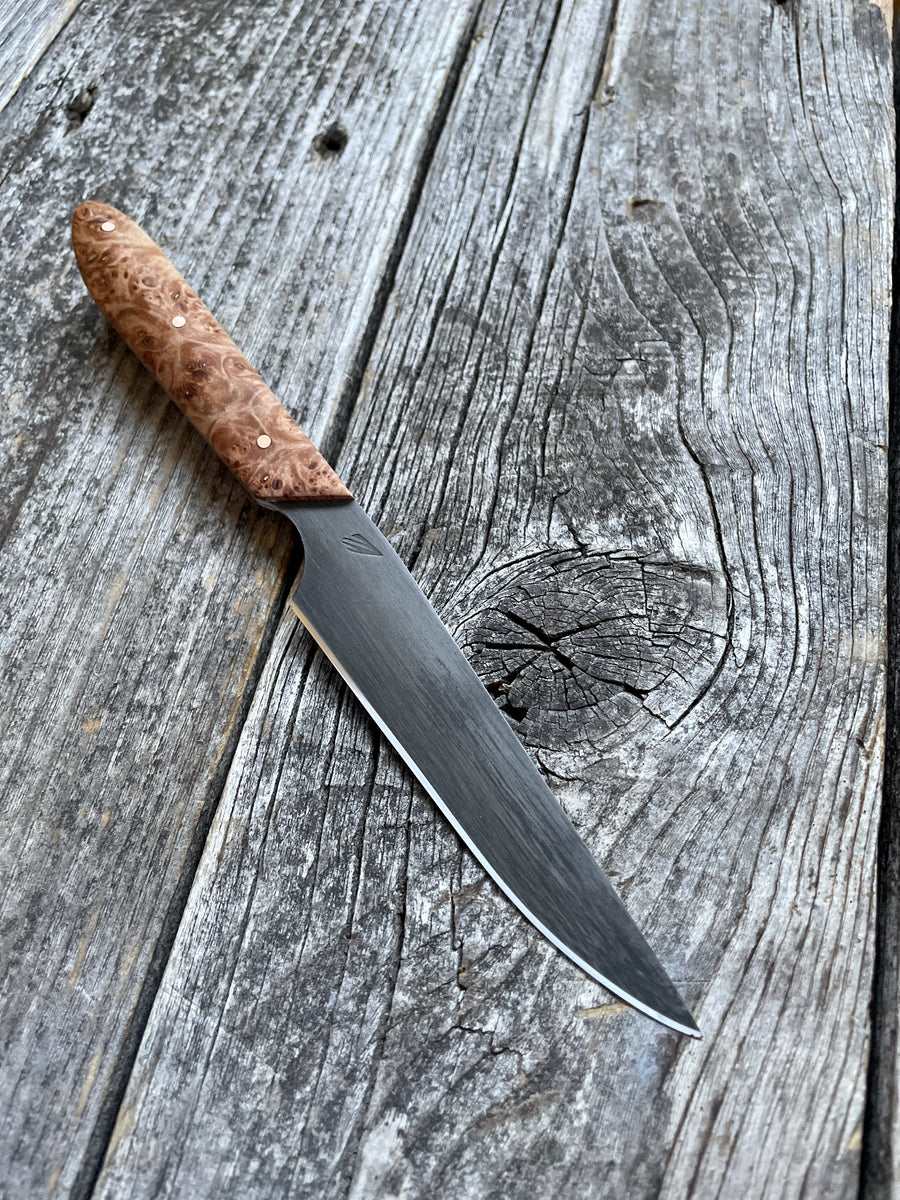 Western Paring Knife 3.75" —  Maple Burl & Copper