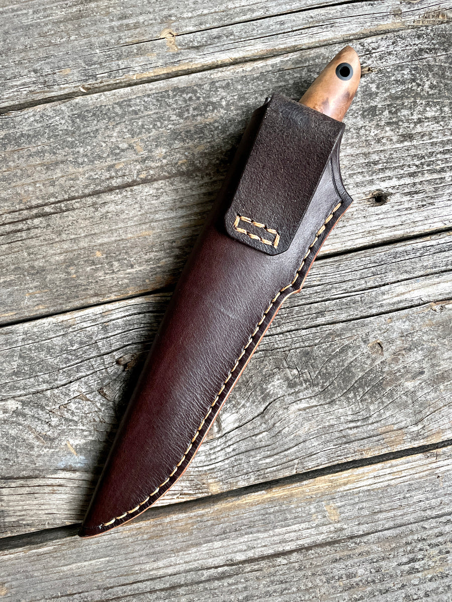 Drop-Point Harvester— Maple Burl & Linen Micarta