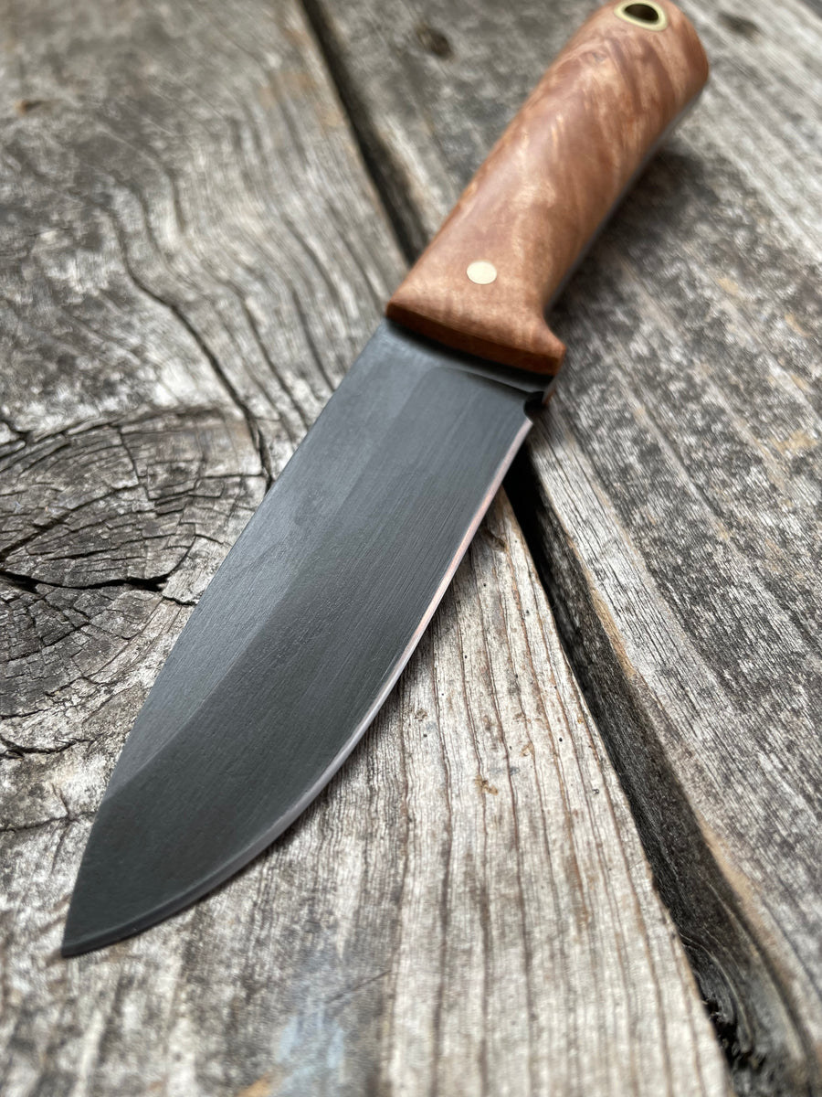 Survival Scout Knife — Maple Burl & Brass