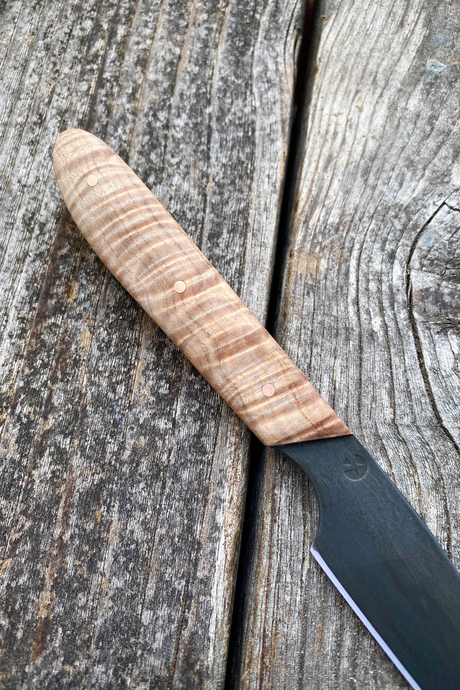 Western Paring Knife 3.75" — Quilted Maple & Copper