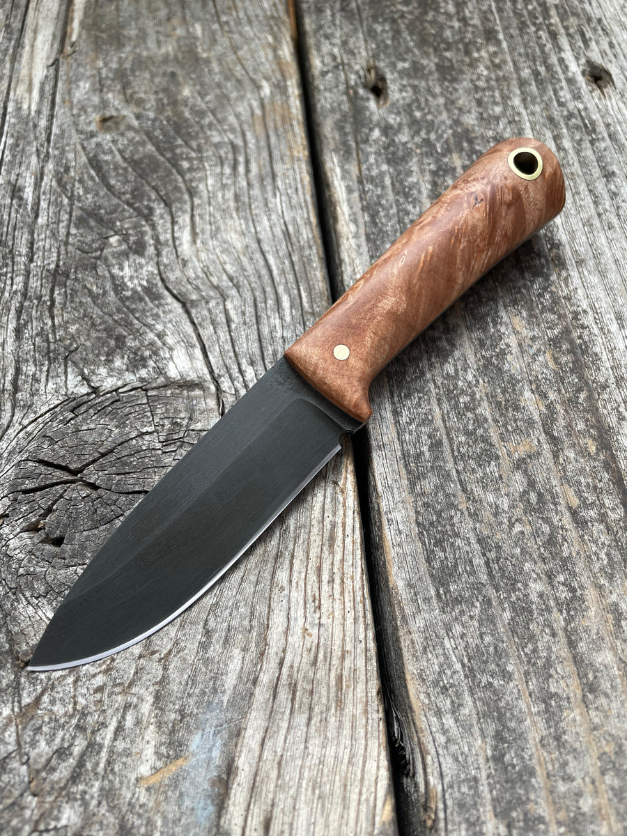 Survival Scout Knife — Maple Burl & Brass