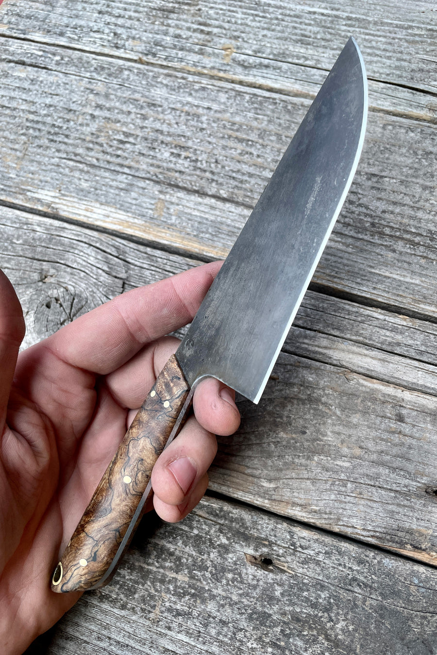 Western Mini-Chef's Knife — Spalted Maple & Copper