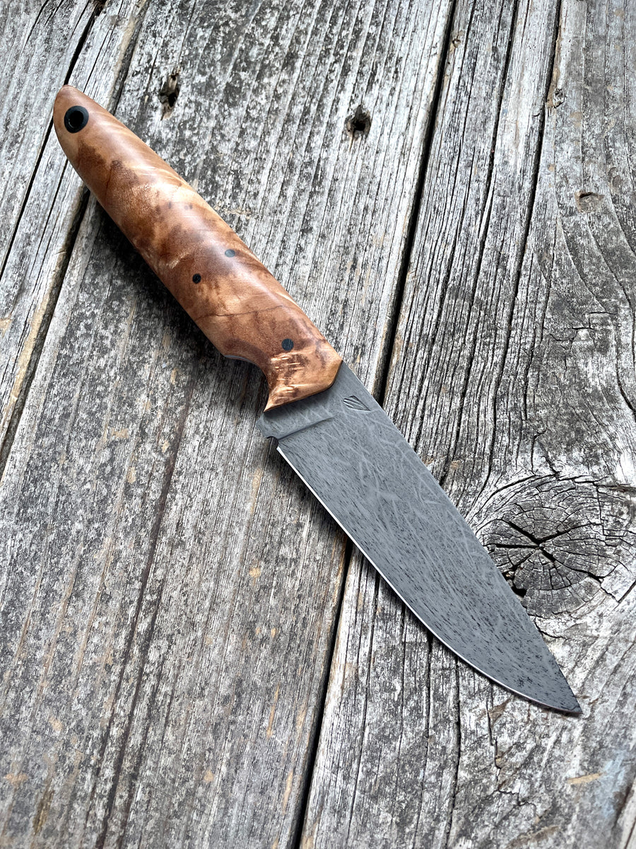 Drop-Point Harvester— Maple Burl & Linen Micarta