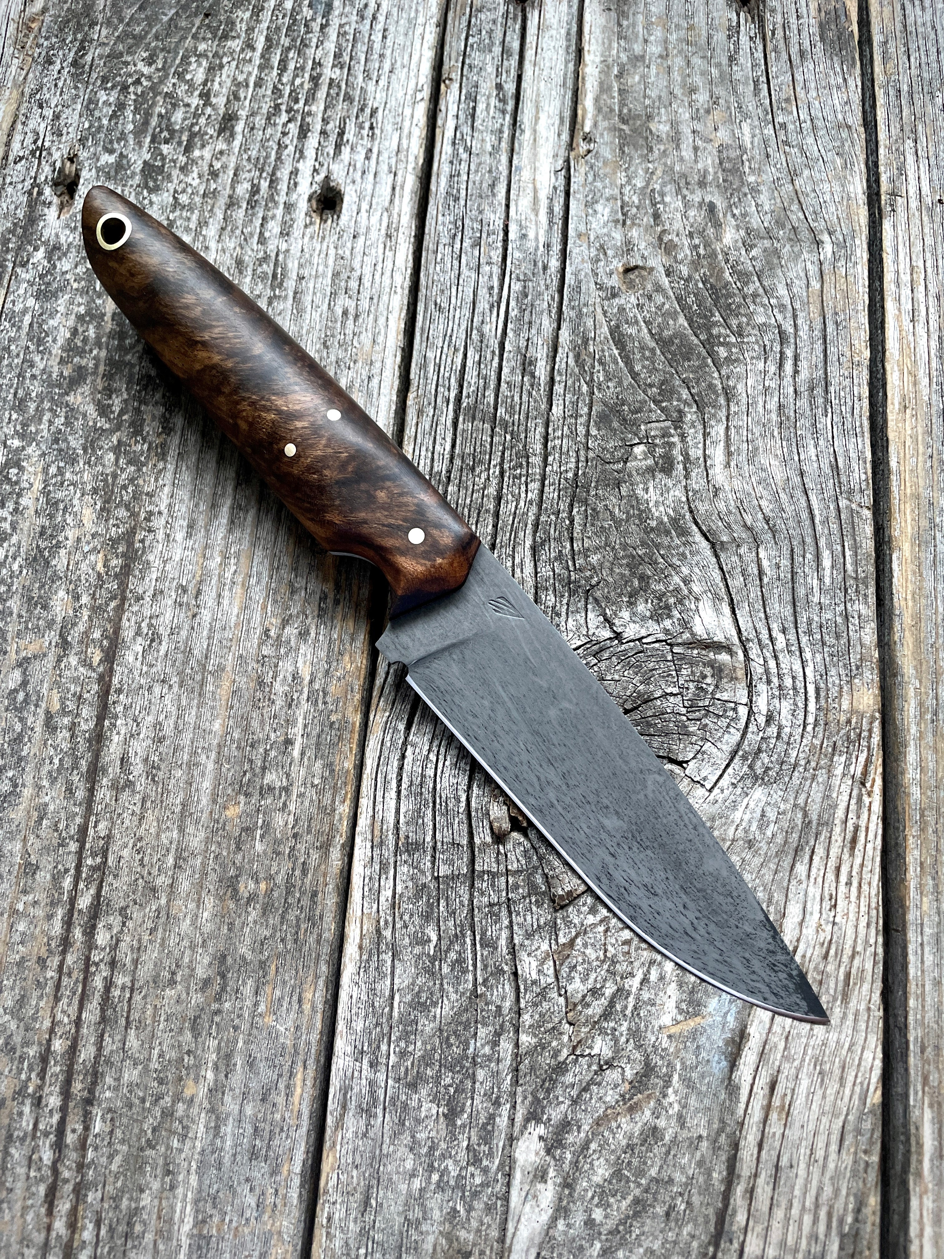 Drop-Point Harvester— Walnut Burl & Brass