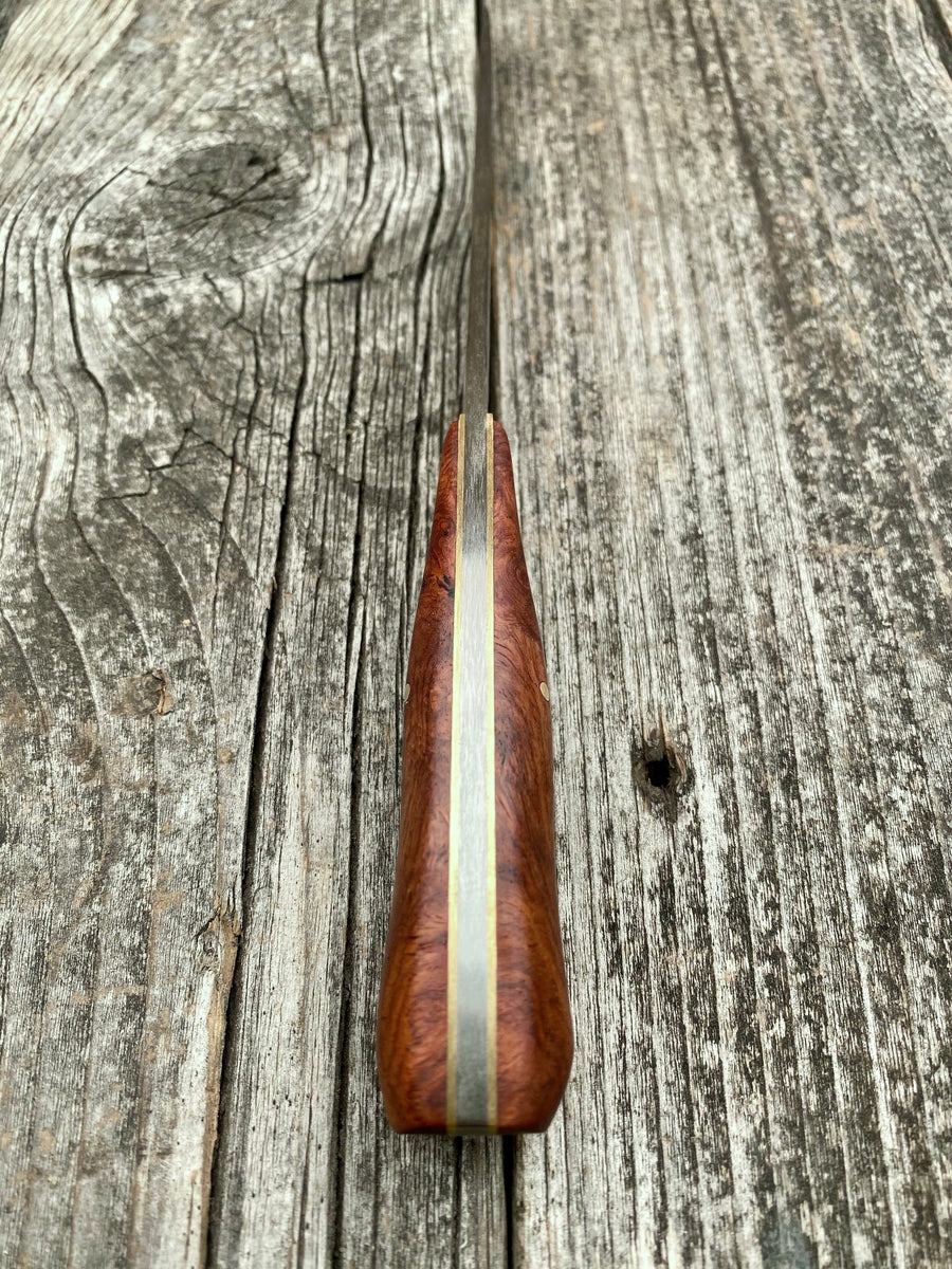 Bird & Trout Knife — Ambonya Burl & Brass