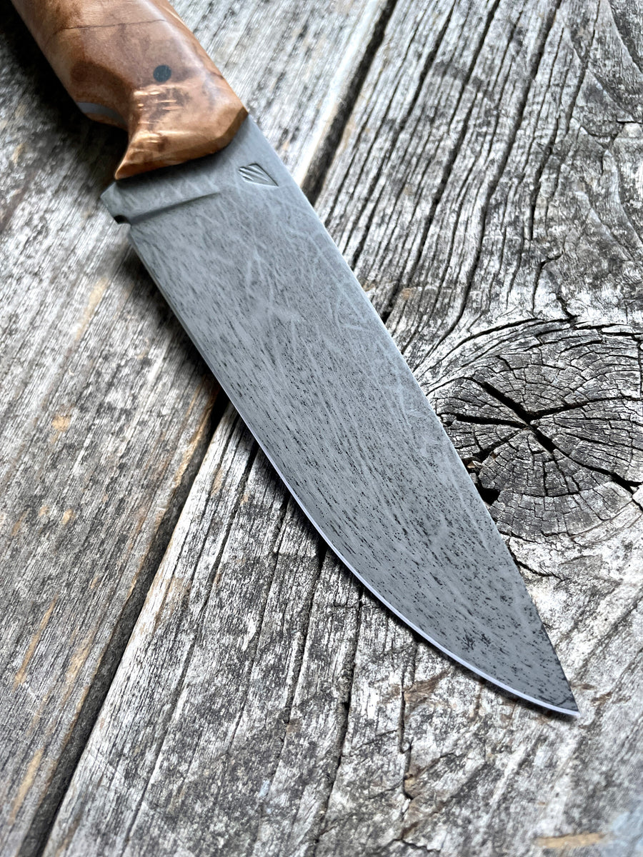 Drop-Point Harvester— Maple Burl & Linen Micarta