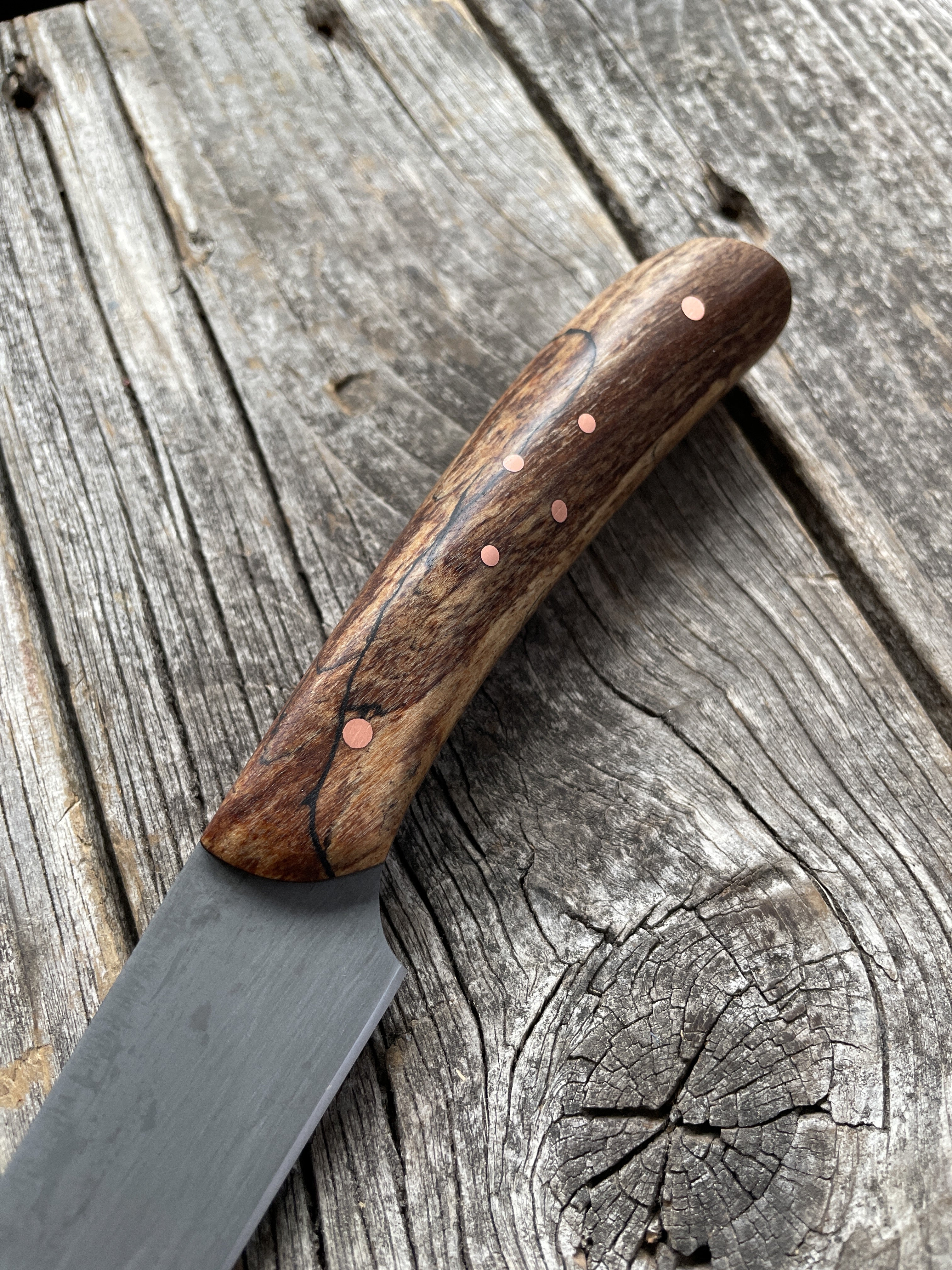 Western Heavy Fillet Knife 8" — Spalted Maple & Copper