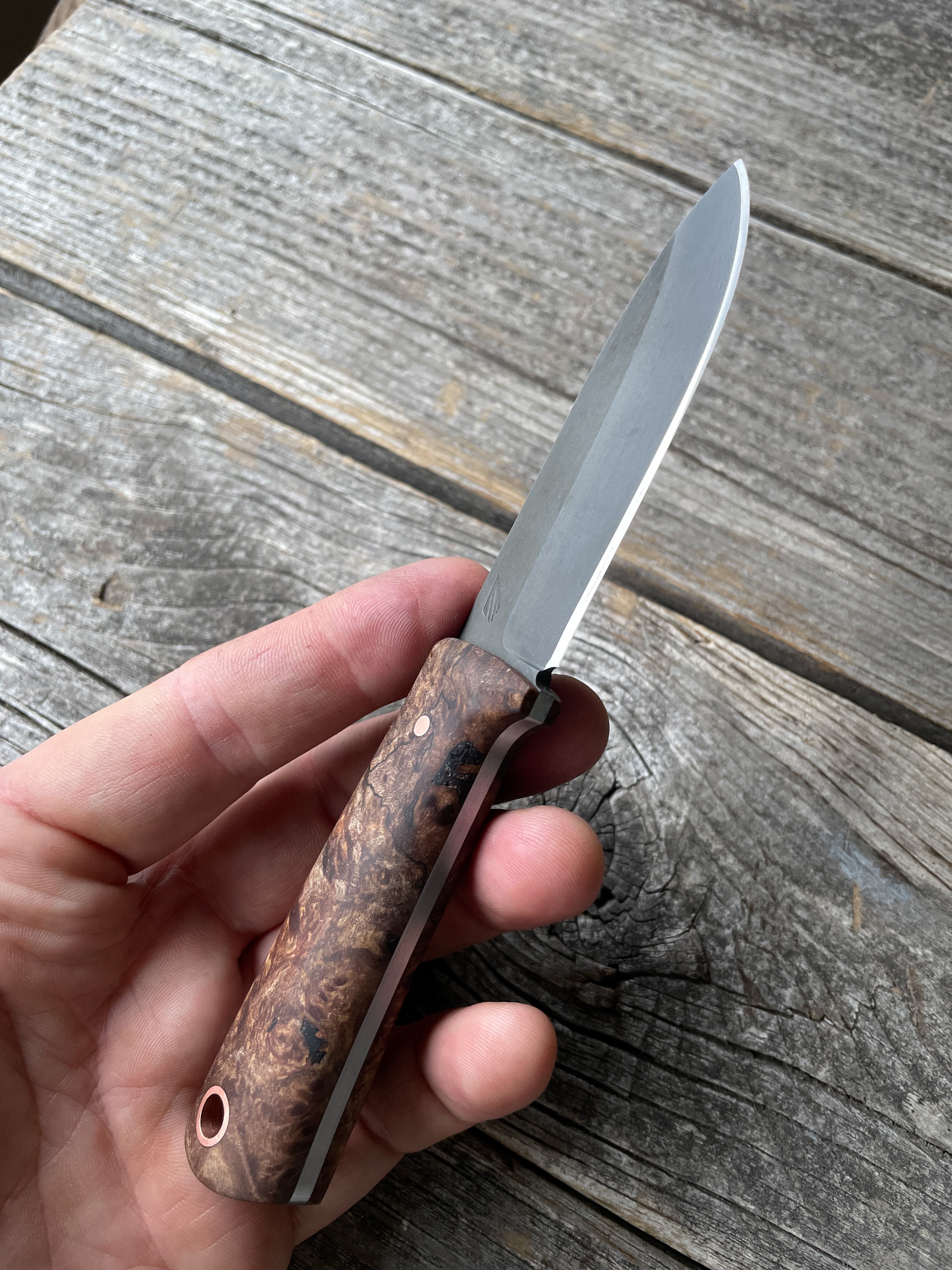 Mountain Scout Knife — Spalted Maple Burl & Copper