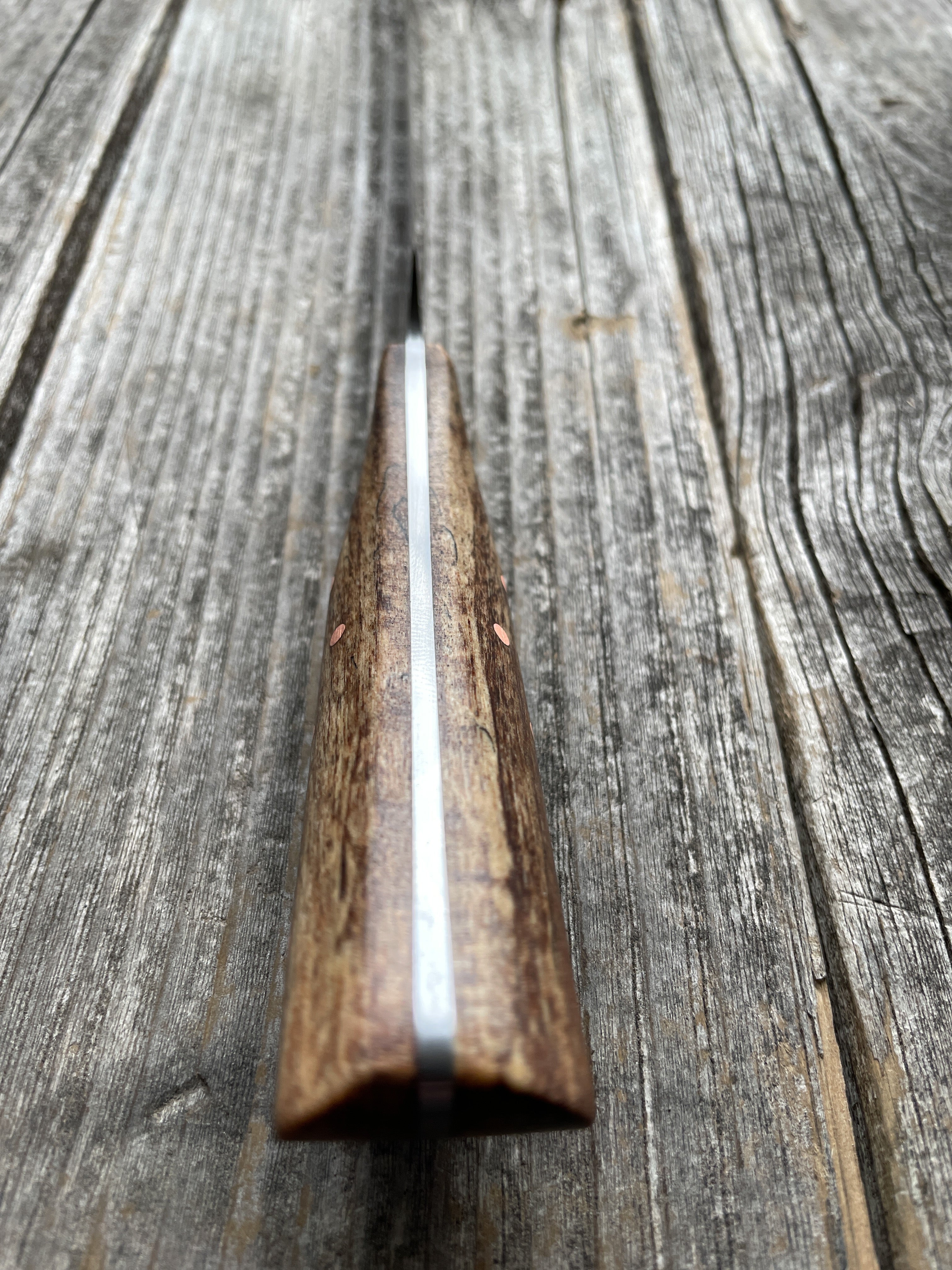Western Heavy Fillet Knife 8" — Spalted Maple & Copper