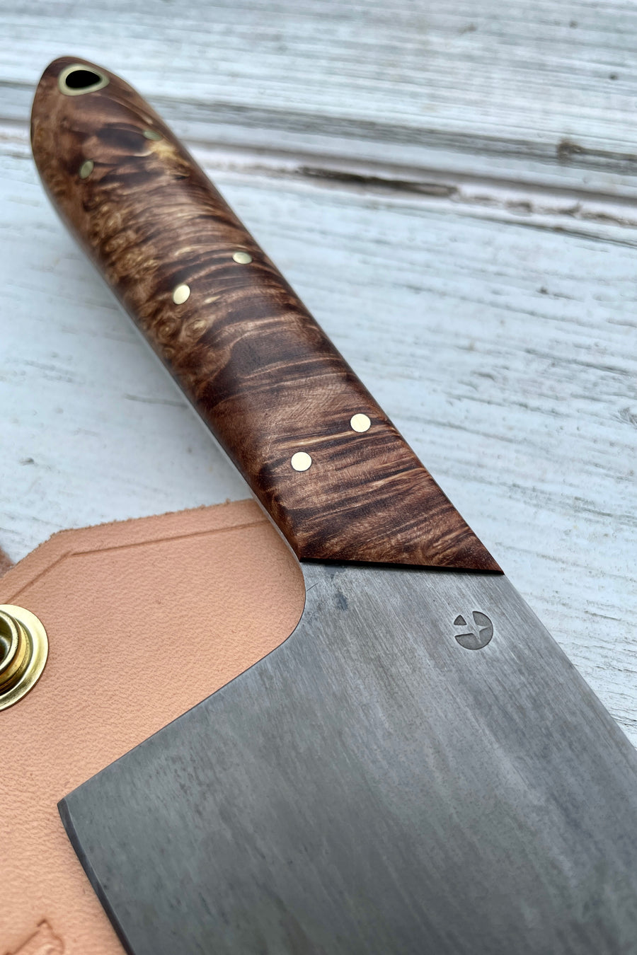 Western Chef’s Knife 7” — Dyed Elm Burl & Brass