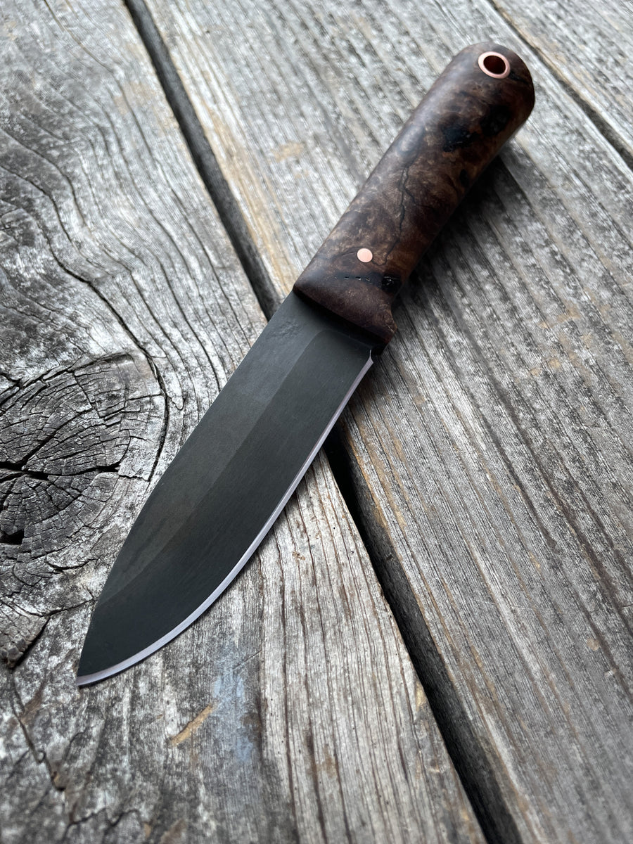 Mountain Scout Knife — Spalted Maple Burl & Copper