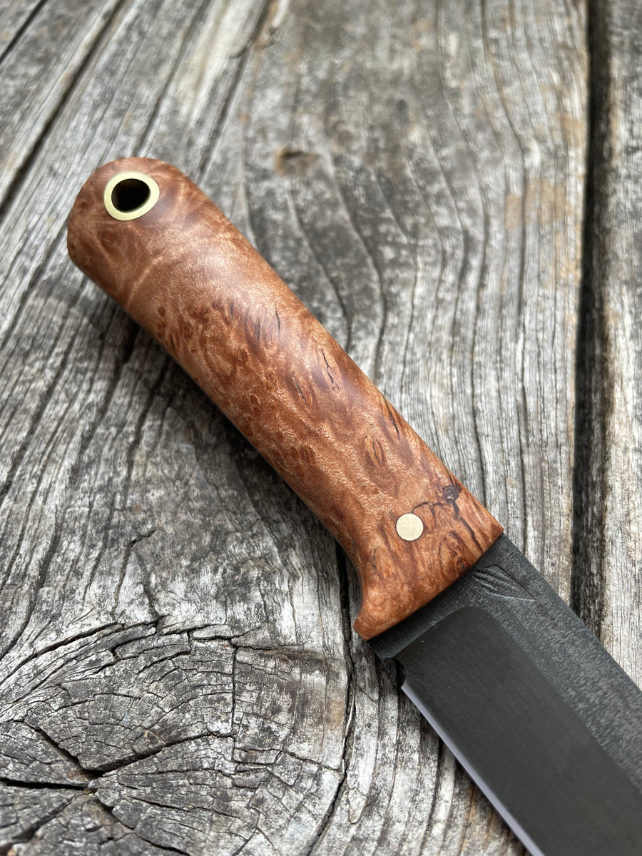 Survival Scout Knife — Maple Burl & Brass