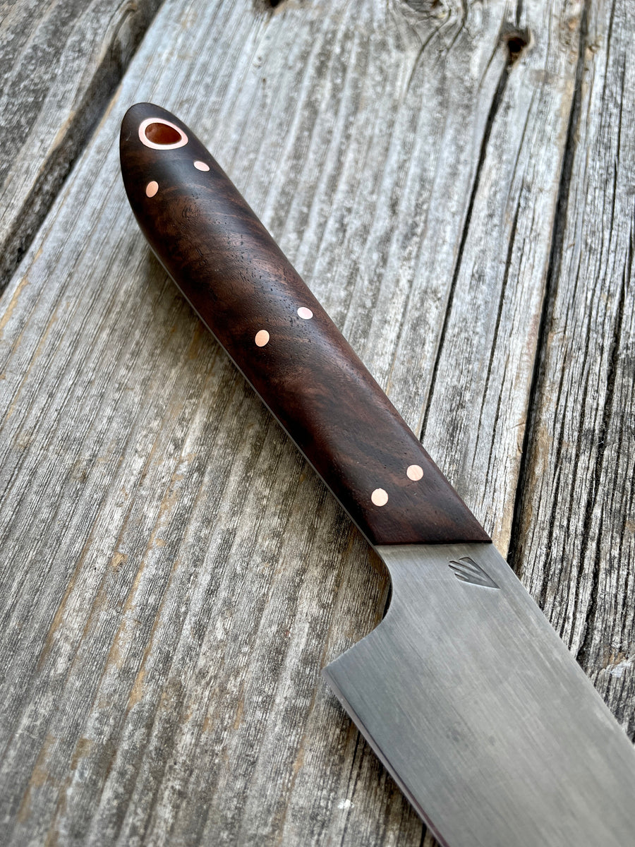 Western Kitchen Petty Knife — Walnut Burl & Copper