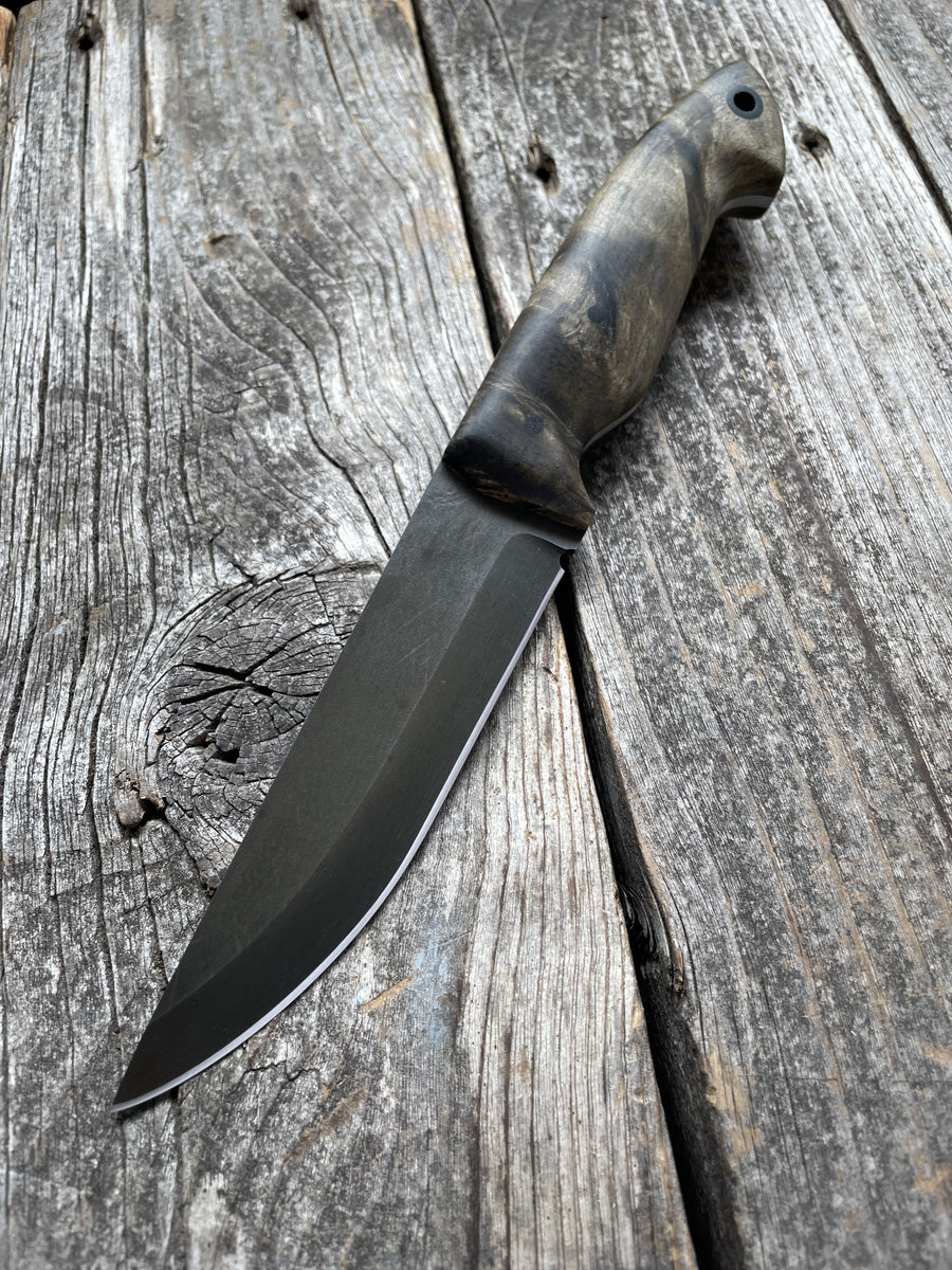 Valence Bushcrafter — buckeye burl & Linen Micarta