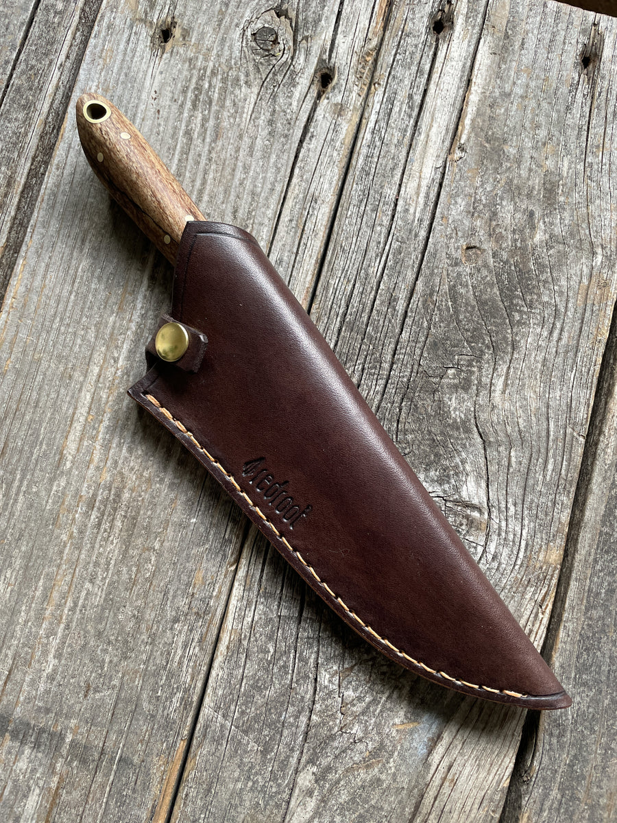 Western Mini-Chef's Knife — Spalted Maple & Brass