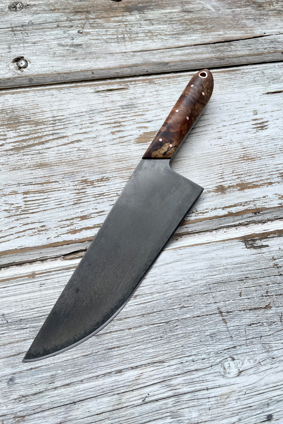 Western Chef’s Knife 7” — Spalted Maple Burl & Copper